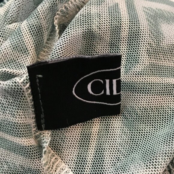 CIDER Mesh Geometric Argyle Print Long Sleeve Open Front Cropped LS Top Cardigan - Picture 4 of 5